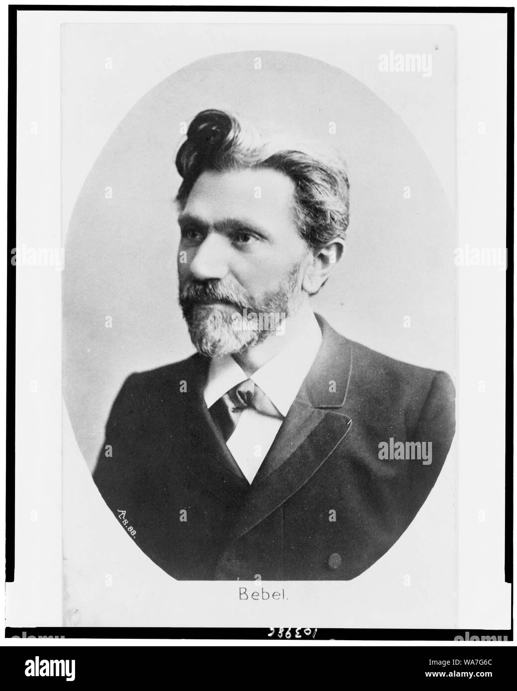 August Bebel, Kopf und Schultern hoch, nach links, oval Stockfoto