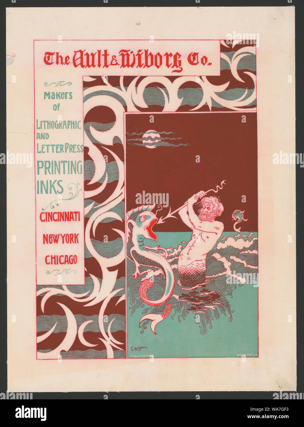 Ault Wiborg & Co. Entscheidungsträger in bezug auf die Lithographie und Buchstaben drücken Sie die Druckfarben Stockfoto