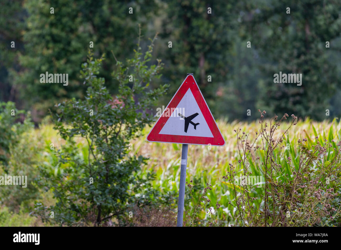 Ein Warnzeichen für Flugbetrieb Stockfoto