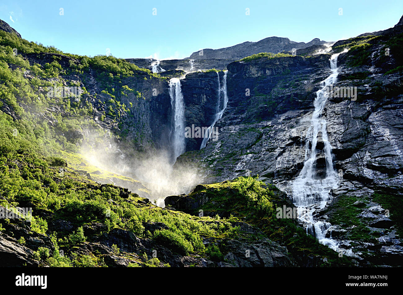 Wasserfälle bei Lodalen Stockfoto