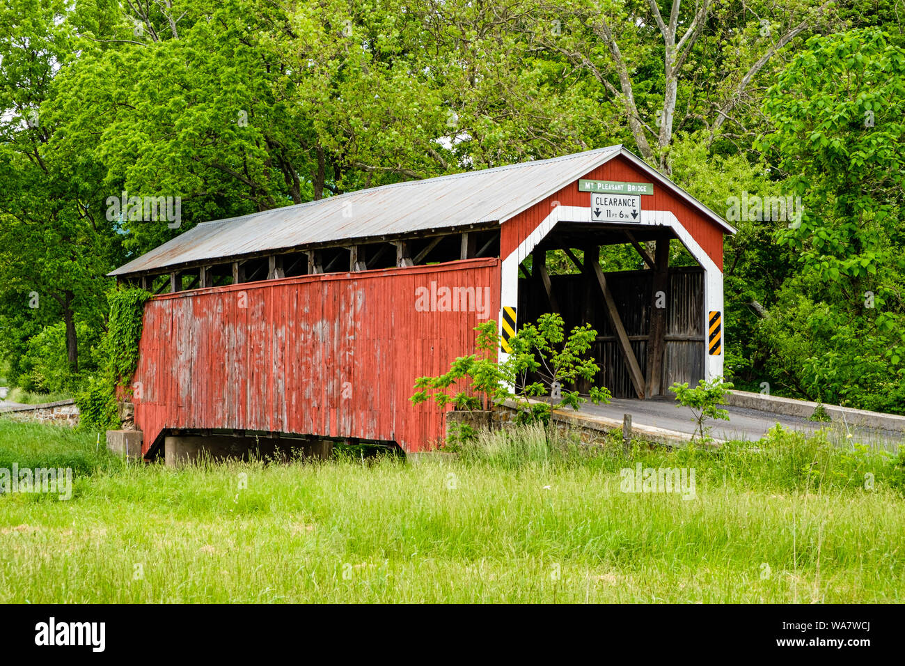 Mount Pleasant Covered Bridge, County Road 304, Jackson Township, Pennsylvania Stockfoto