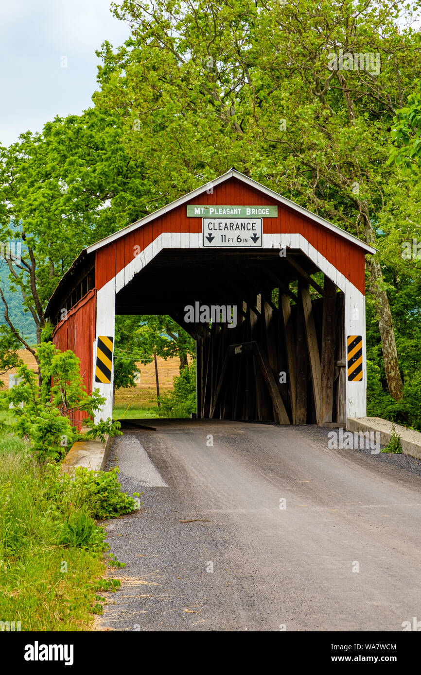 Mount Pleasant Covered Bridge, County Road 304, Jackson Township, Pennsylvania Stockfoto