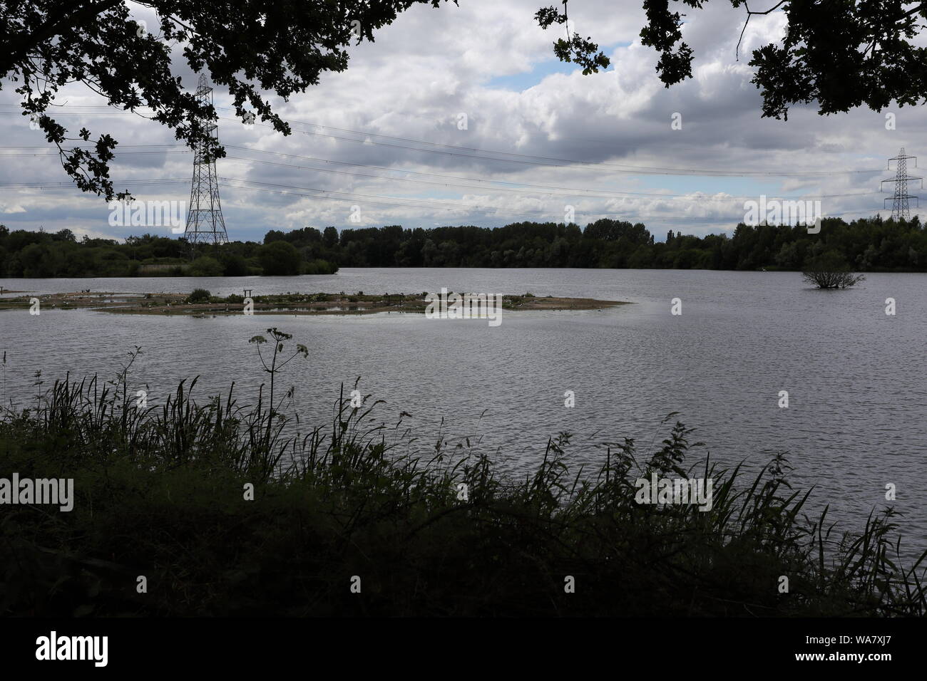 Blick zum See auf Whisby Welt der Natur mit einem natürlichen Rahmen genommen Stockfoto