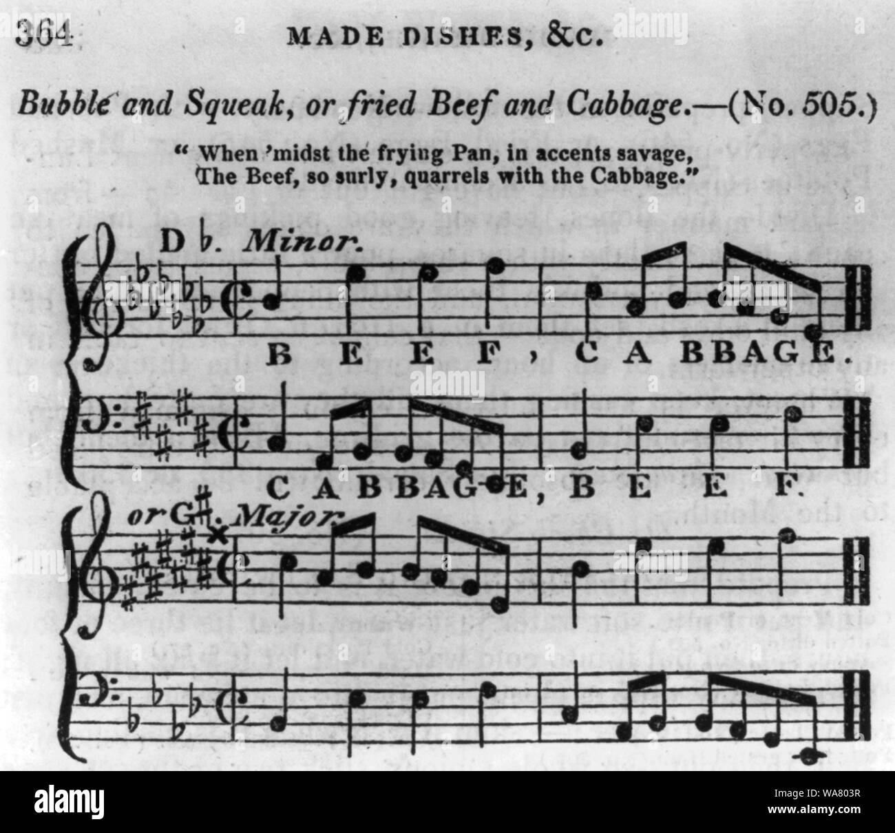 Luftblase und Quietschen, oder gebratenes Rindfleisch und Kohl. Wenn mitten in der Bratpfanne, in Akzente Savage, das Rindfleisch, so mürrisch, mit dem kohl Streit Stockfoto