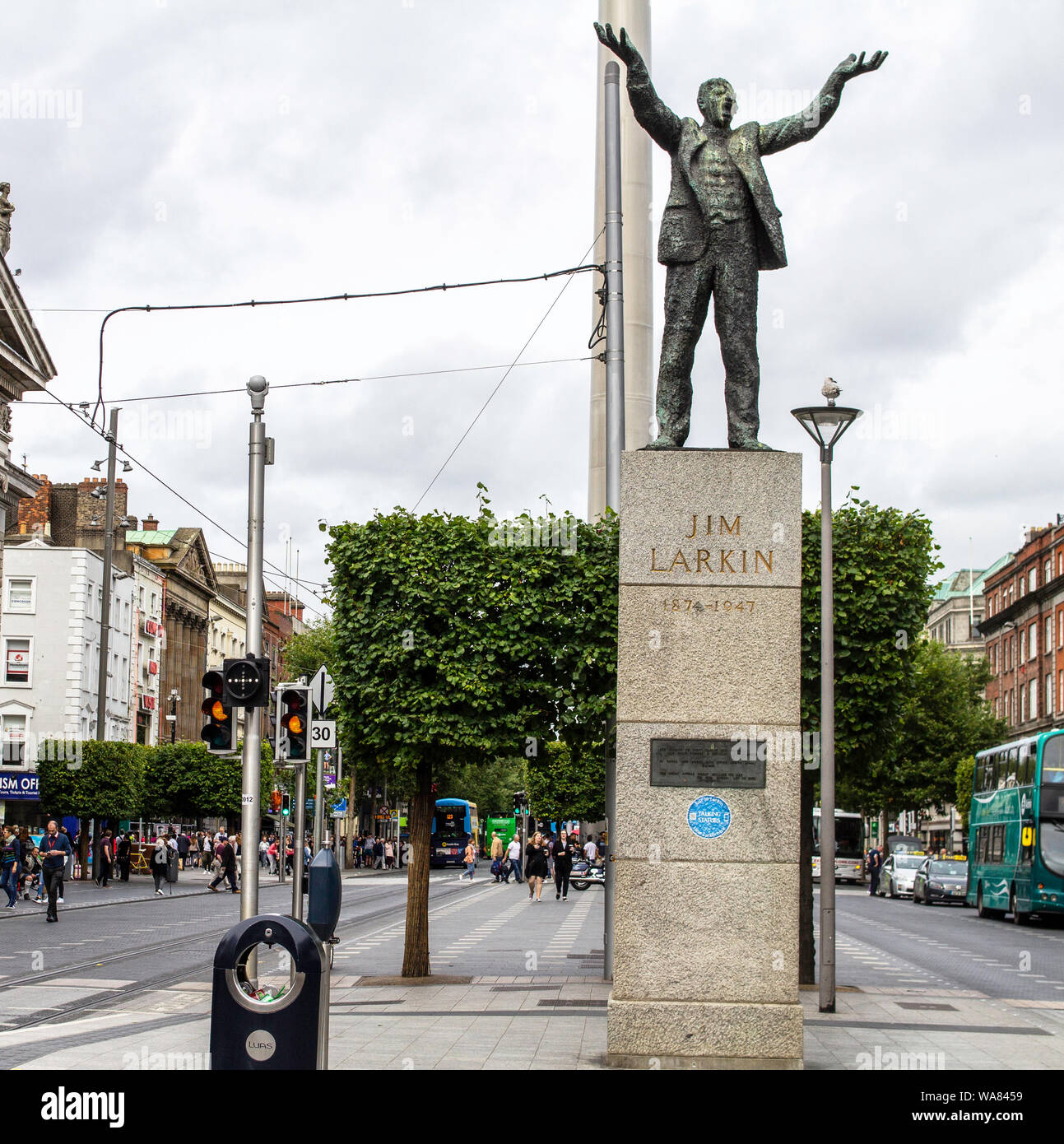 Oisín Kelly's Statue von Jim Larkin, der Gewerkschaftsführer in der O'Connell Street, Dublin, Irland. Stockfoto