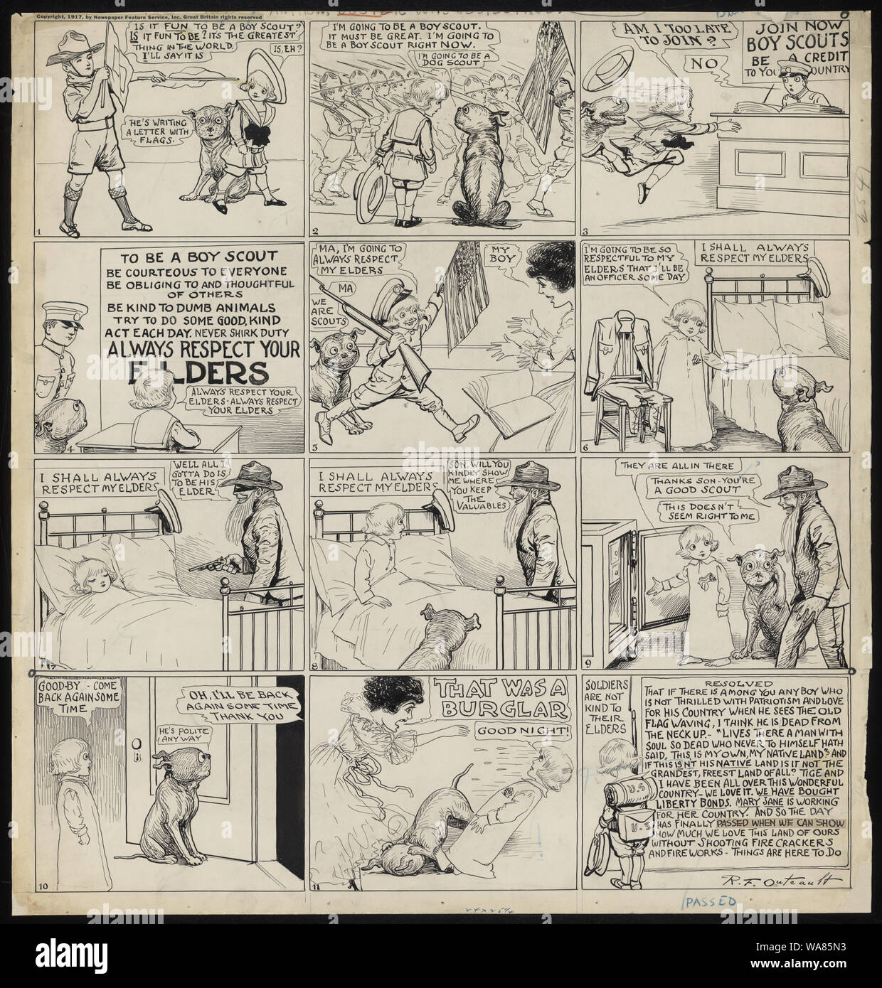 Buster Brown]. Es macht Spaß, ein Pfadfinder sein, es macht Spaß, es ist die größte Sache der Welt. Ich sage es ist / R.F. Outcault Stockfoto