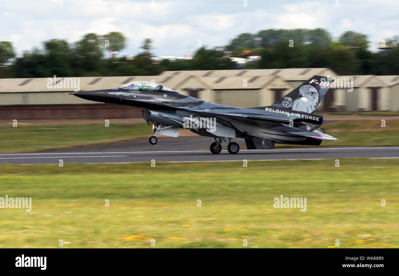 Der belgischen Luftwaffe BIN F-16 Fighting Falcon' Vador' an der Royal International Air Tattoo 2019 Stockfoto