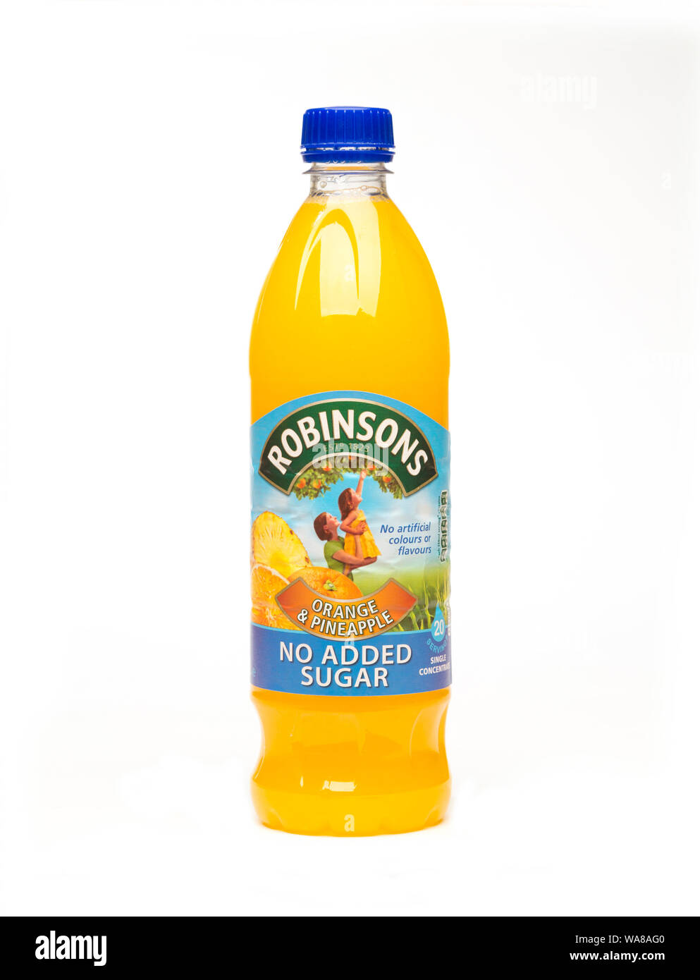 Robinsons Orange & Pineapple fruit Trinkflasche Stockfoto