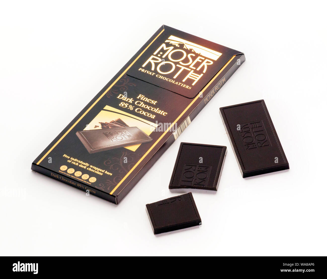 Moser Roth dunkle Schokolade ausschließlich von Aldi verkauft. Stockfoto