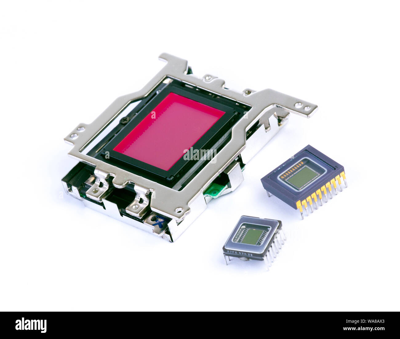 Verschiedene CCD- und CMOS-Sensoren, die lineare Art typischerweise in Flachbettscannern und Faxgerät verwendet Stockfoto