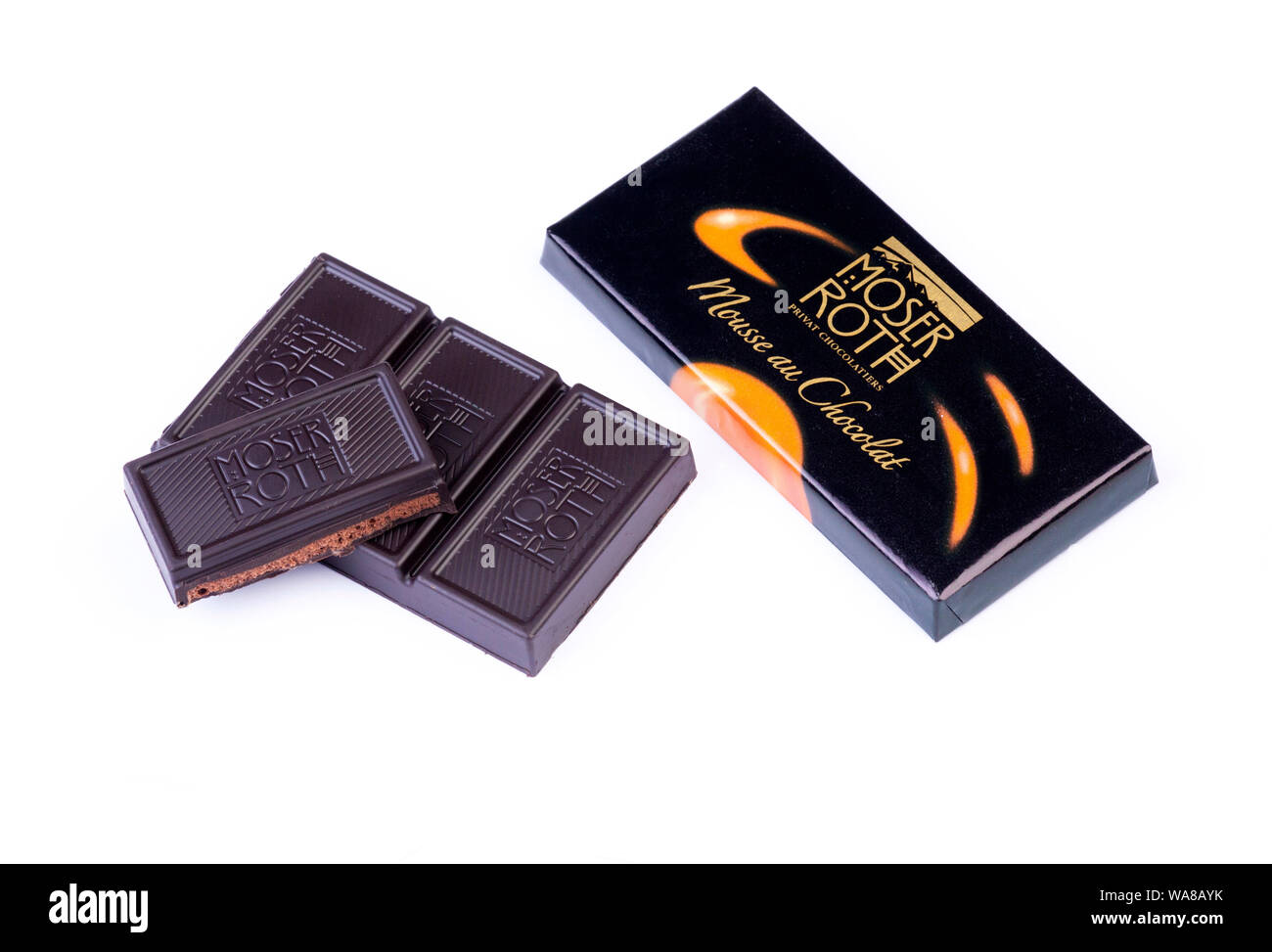 Moser Roth dunkle Schokolade ausschließlich von Aldi verkauft. Stockfoto