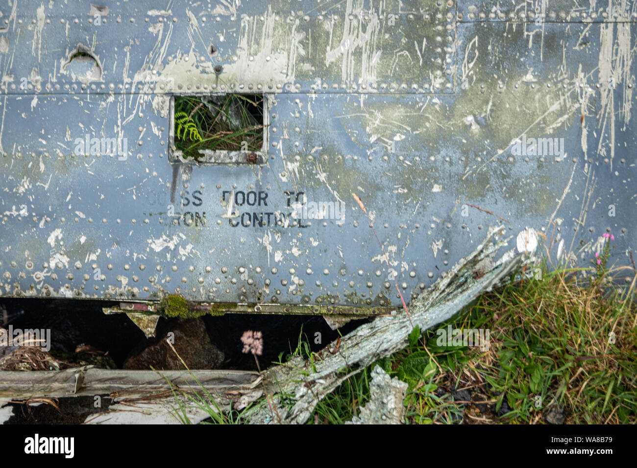 Detail einer Catalina ww2 Flugzeug Wrack. Äußere Hebriden, Schottland. Stockfoto