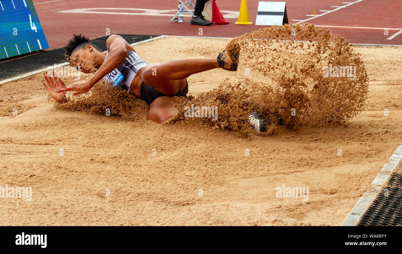 Abigail Irozuru von Großbritannien in Aktion während der langen der Frauen springen, während der Birmingham 2019 Müller Grand Prix, am Alexander Stadium, Birmingham. Stockfoto