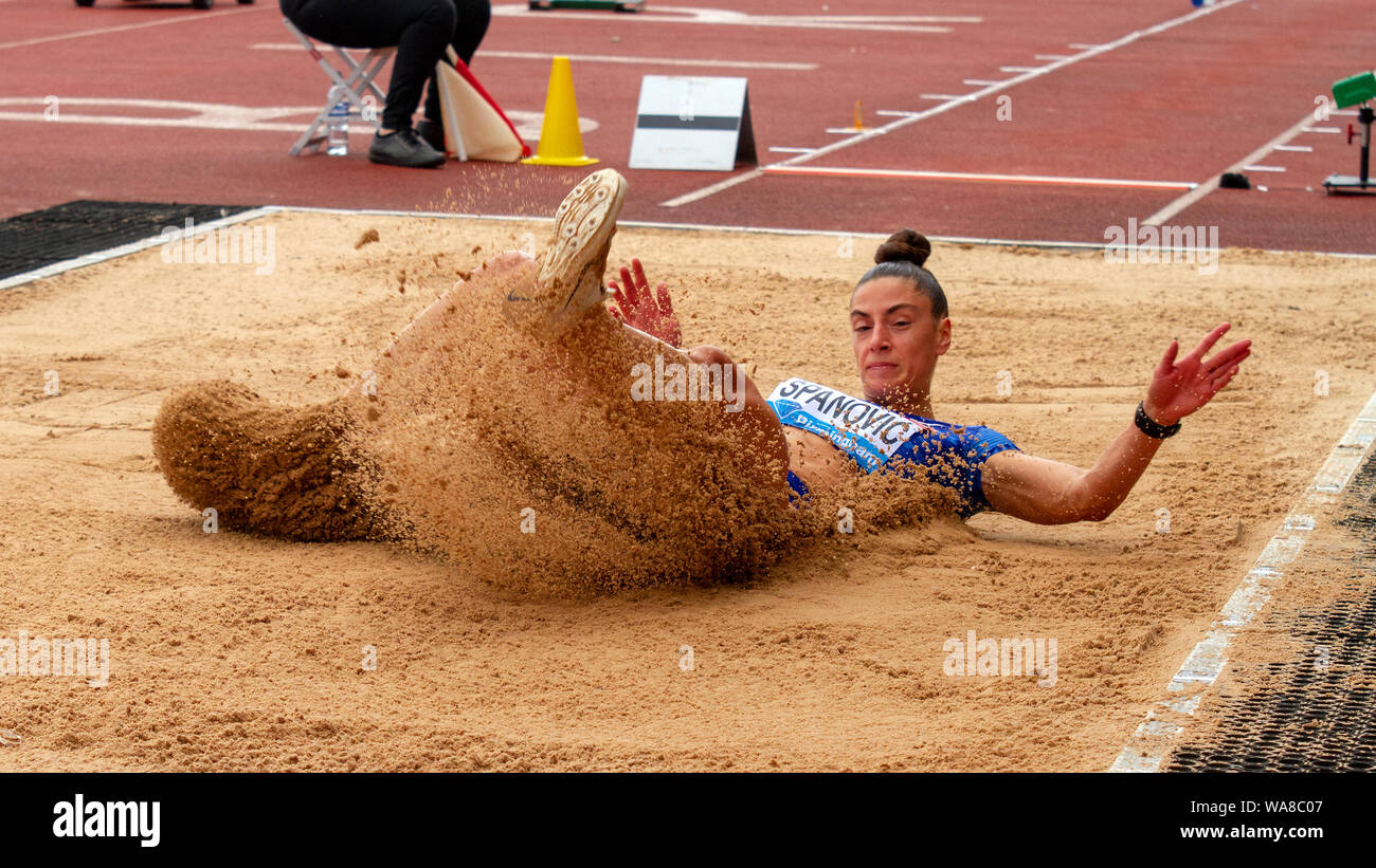 Ivana Španovi? Von Serbien in Aktion während der langen der Frauen springen, während der Birmingham 2019 Müller Grand Prix, am Alexander Stadium, Birmingham. Stockfoto