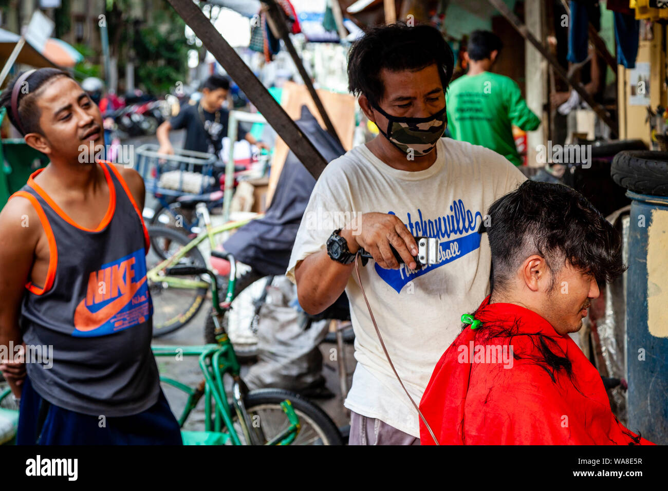 Straße, Friseur, Intramuros, Manila, Philippinen Stockfoto