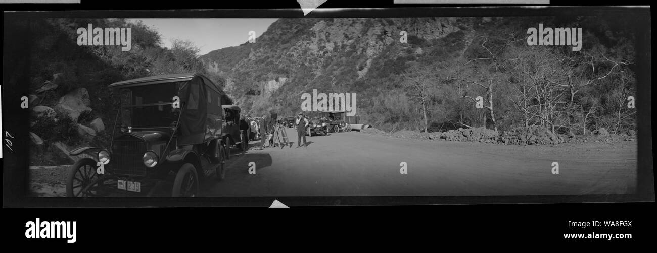 Kalifornien Film Making-Autos entlang der Straße Stockfoto