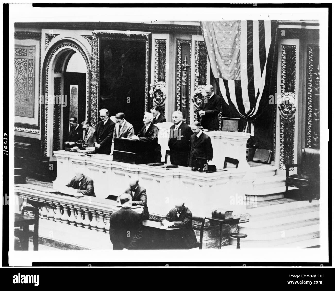 Calvin Coolidge sprechen in Repräsentantenhaus Kammer Stockfoto