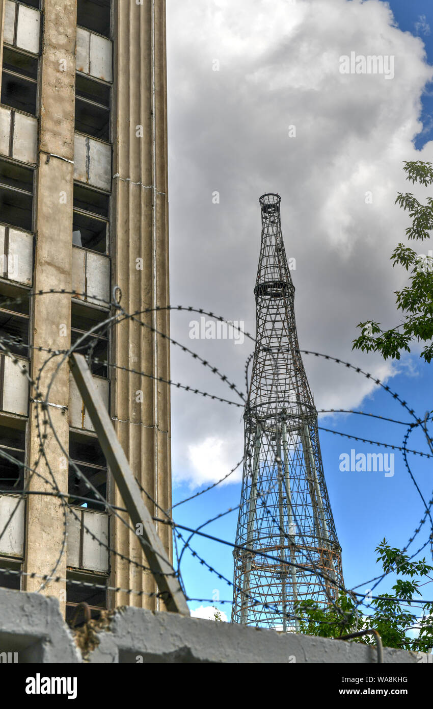 Shukhov Radio Tower (Shabolovskaya), einer 160 Meter hohen freistehenden Stahl diagrid Struktur Funkturm aus der Russischen Avantgarde i Stockfoto