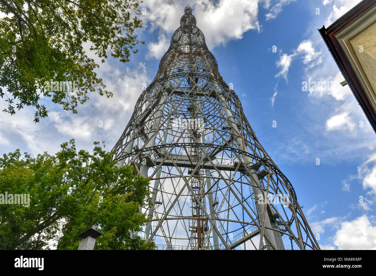 Shukhov Radio Tower (Shabolovskaya), einer 160 Meter hohen freistehenden Stahl diagrid Struktur Funkturm aus der Russischen Avantgarde i Stockfoto