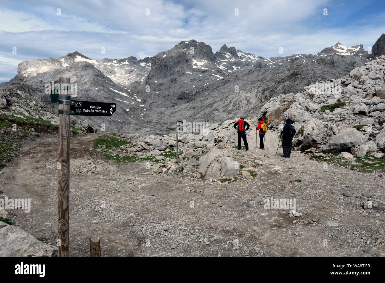 Wanderer in Picos de Europa, in der Nähe von Fuente De, Kantabrien, Spanien Stockfoto