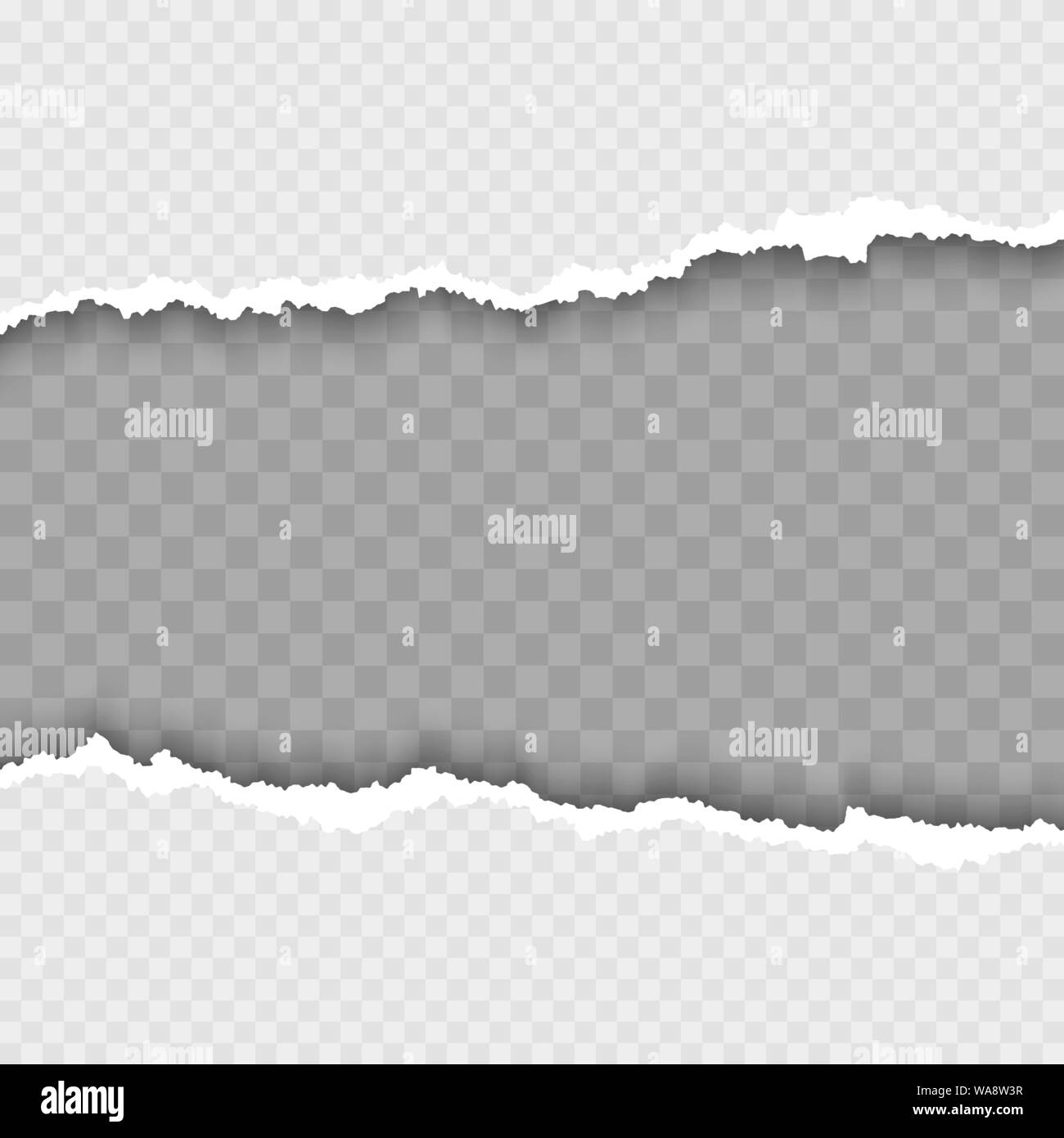 Zerrissenen weißen Papier mit Schatten. Beschädigt Pappe Grenzen. Vector Illustration Stock Vektor