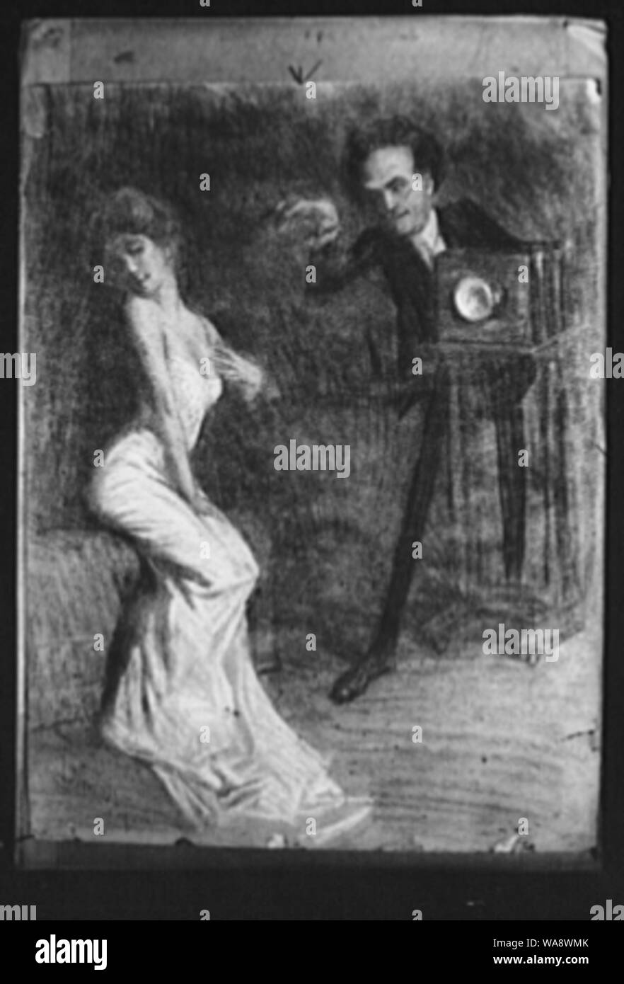 Cartoon zeichnen von Arnold Genthe Fotografieren einer jungen Frau von Maynard Dixon Stockfoto
