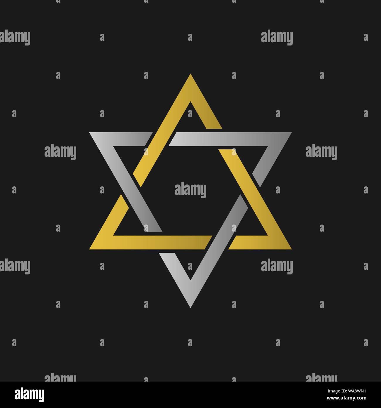 Goldene Davidstern Symbol. Allgemein anerkannten Symbol des modernen jüdischen Identität und Judentum, Israel Symbol Stock Vektor