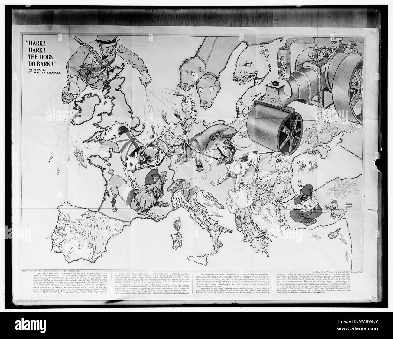 Cartoon: Hark! Hark! Die Hunde bellen Stockfoto