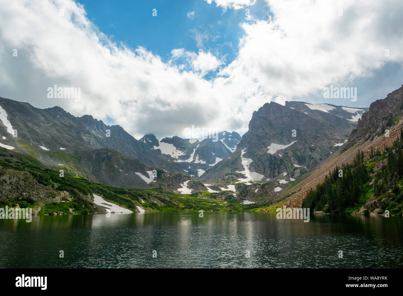 See Isabelle und Isabelle Gletscher der Brainard See Erholungsgebiet in Colorado Stockfoto