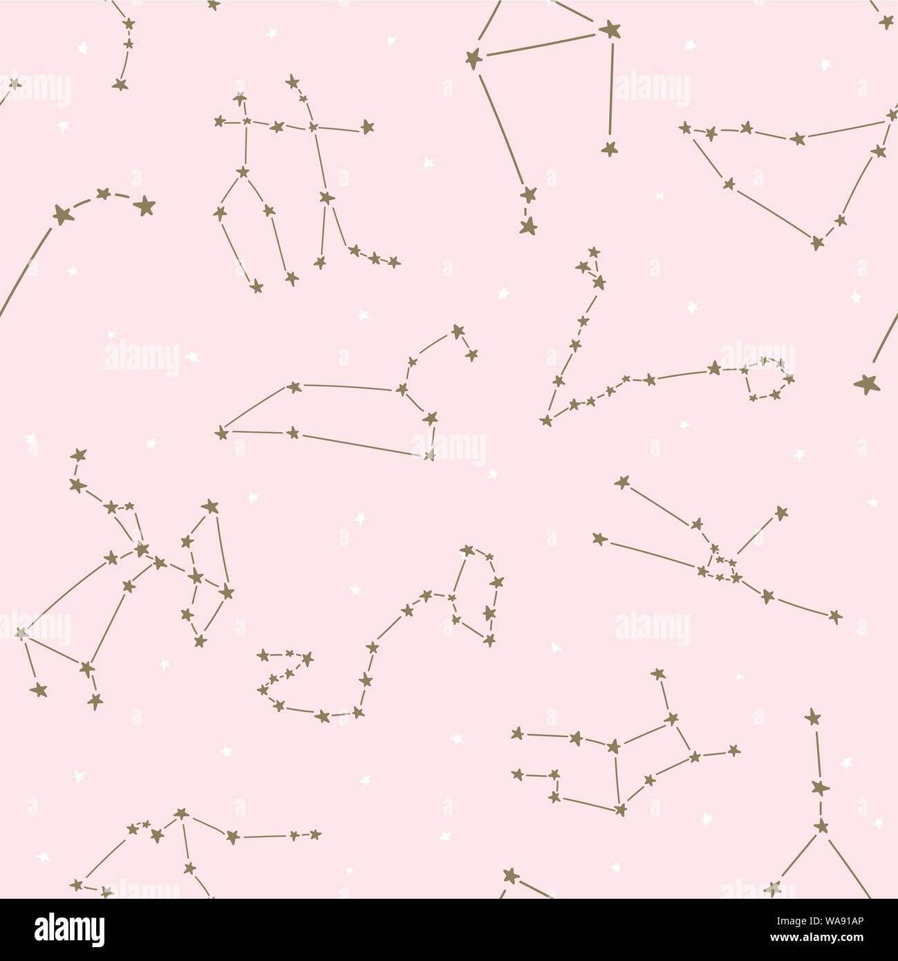 Nahtlose sternbild Sterne vektor Muster. Geeignet für Textil, Druck, Dekoration, Kleidung. Sterne am Nachthimmel. Gute Nacht träume. Schlafanzug design s Stock Vektor