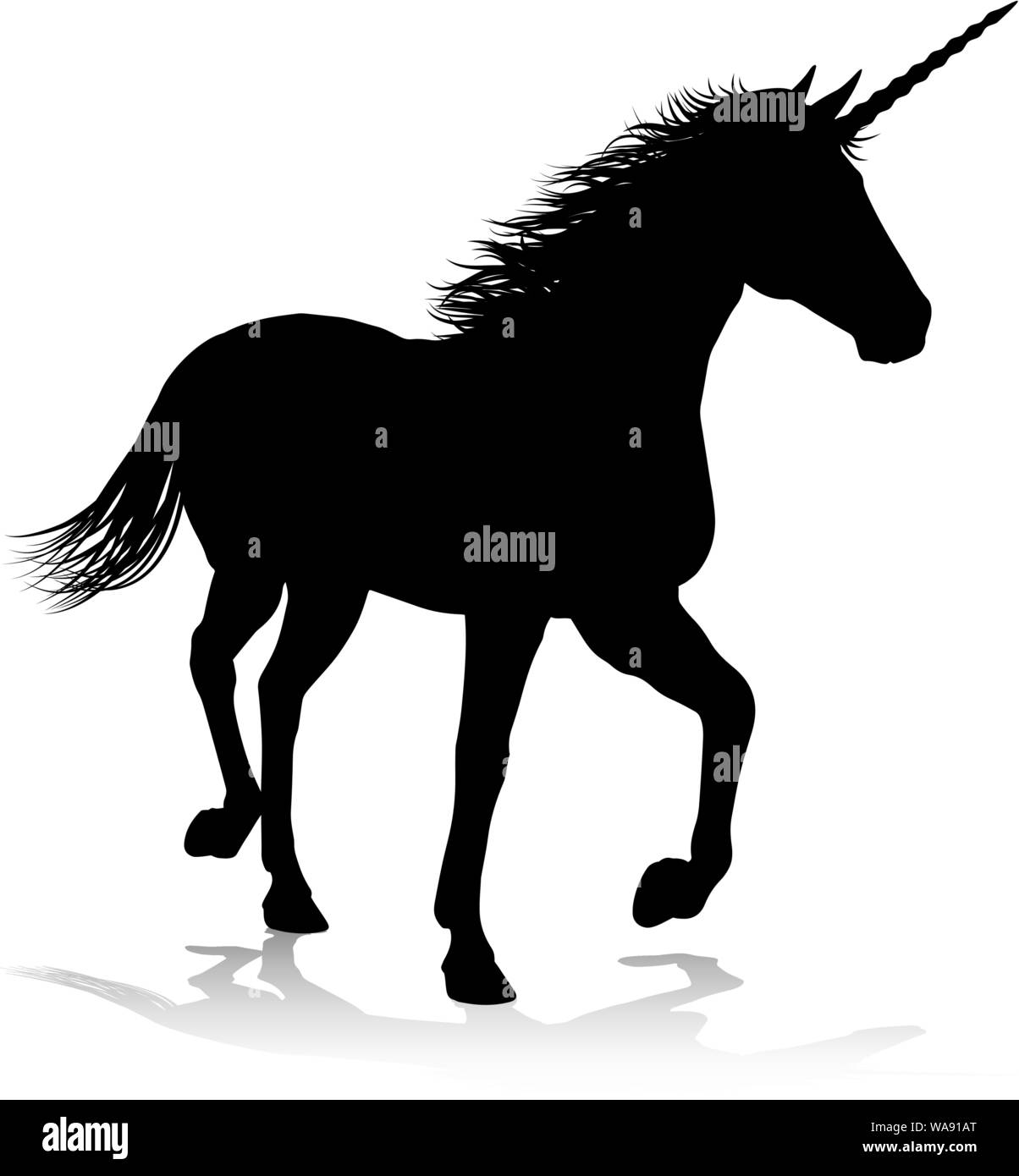 Einhorn Silhouette gehörnten Pferd Stock Vektor
