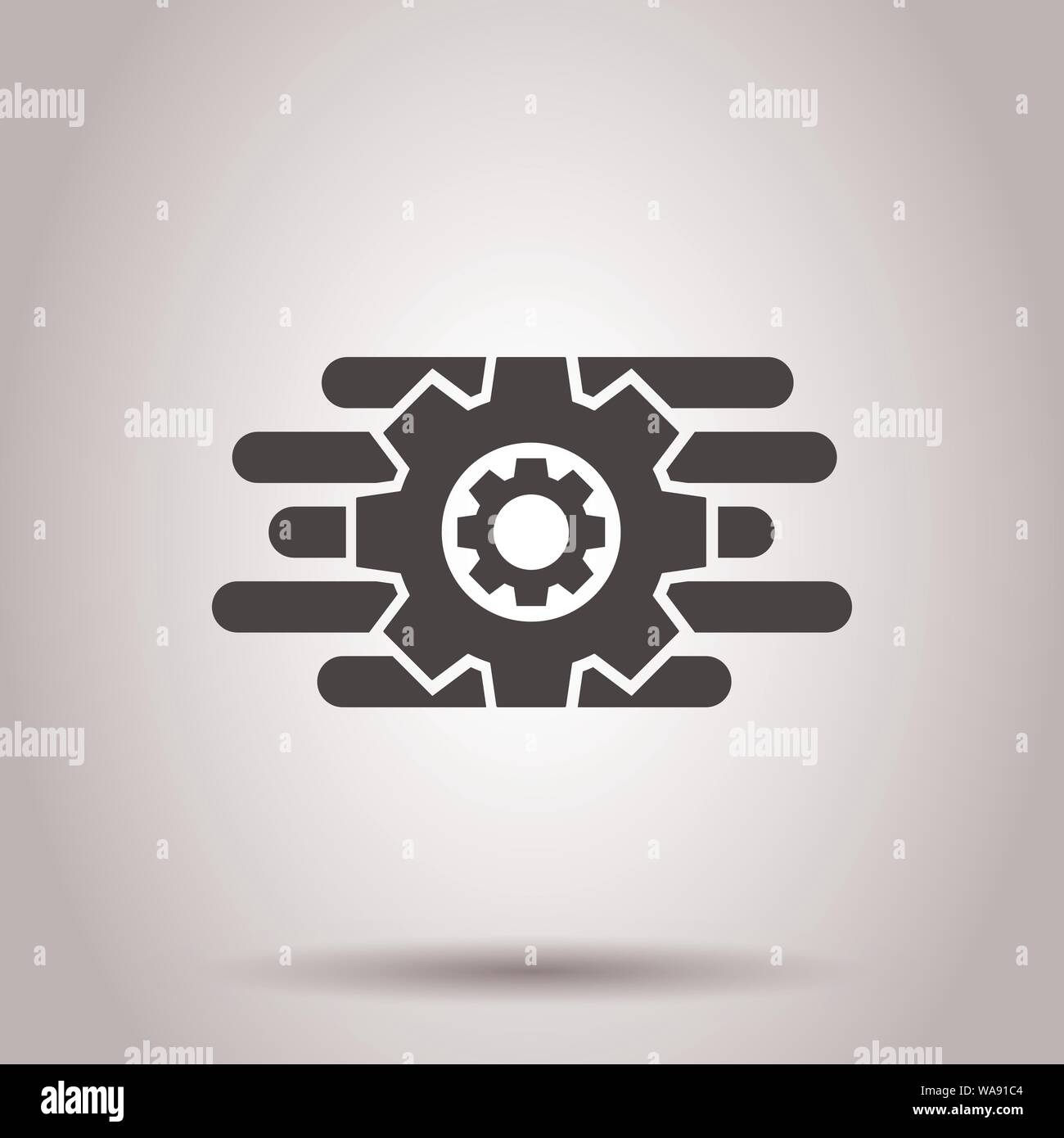 Betrieb Projekt Symbol im flachen Stil. Gang Prozess Vector Illustration auf isolierte Hintergrund. Technology Business Konzept produzieren. Stock Vektor