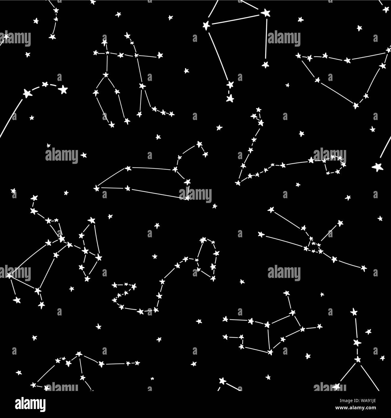 Nahtlose sternbild Sterne vektor Muster. Geeignet für Textil, Druck, Dekoration, Kleidung. Sterne am Nachthimmel. Gute Nacht träume. Schlafanzug design s Stock Vektor