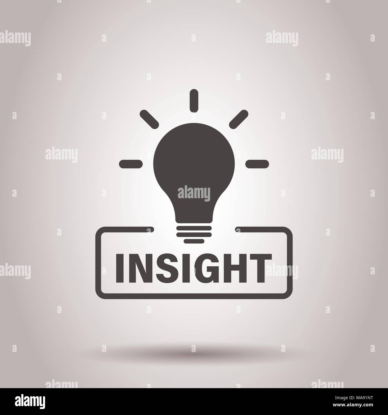 Insight Symbol im flachen Stil. Glühlampe Vector Illustration auf isolierte Hintergrund. Idee Geschäftskonzept. Stock Vektor