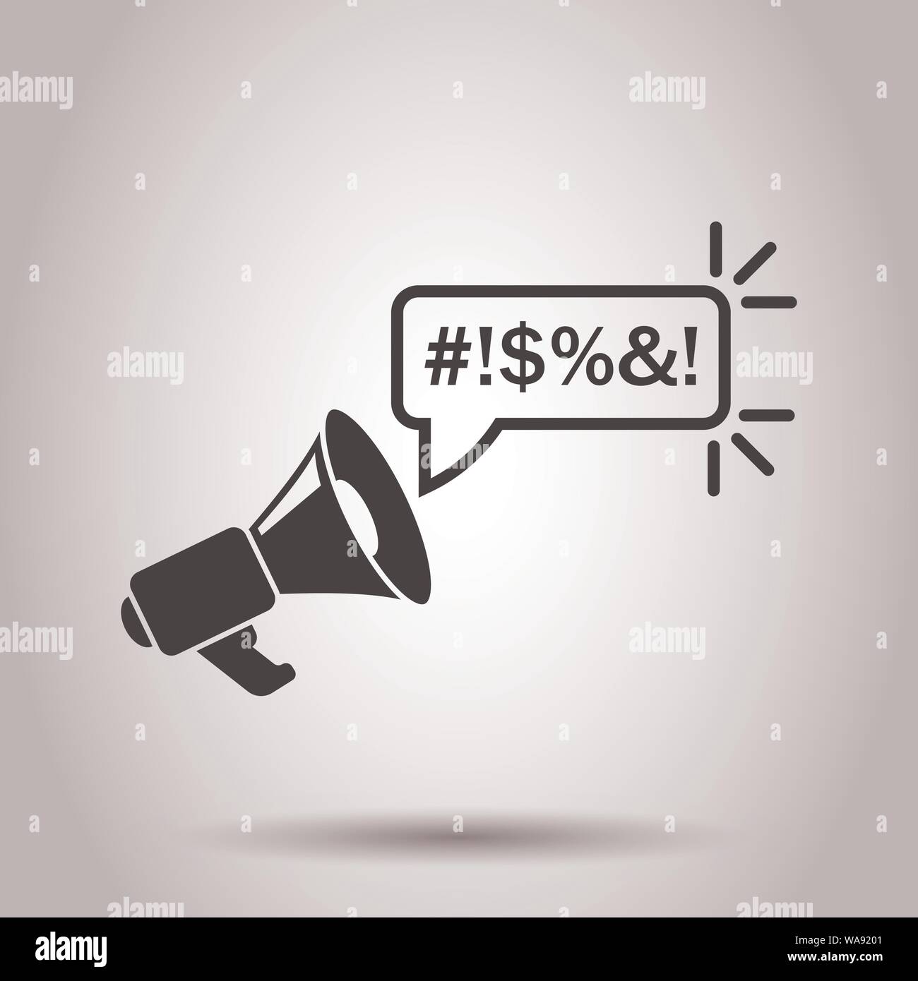 Shout Sprechblase mit Megafon-symbol im flachen Stil. Beschweren Vector Illustration auf isolierte Hintergrund. Wütend emotion Business Konzept. Stock Vektor