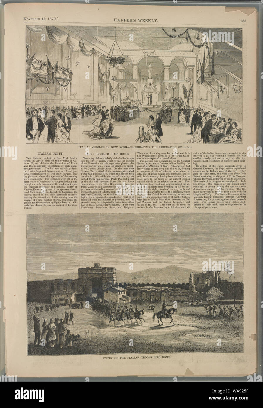 Feier der italienischen Einigung in New York City und die italienischen Truppen Rom eingeben Stockfoto