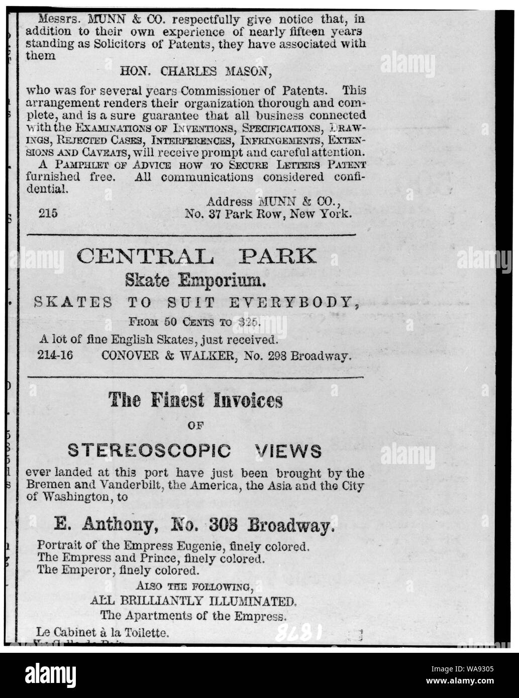 Central Park Skate Emporium. Skates für jedermann, von 50 Cent bis zu $ 25 Anzug Stockfoto