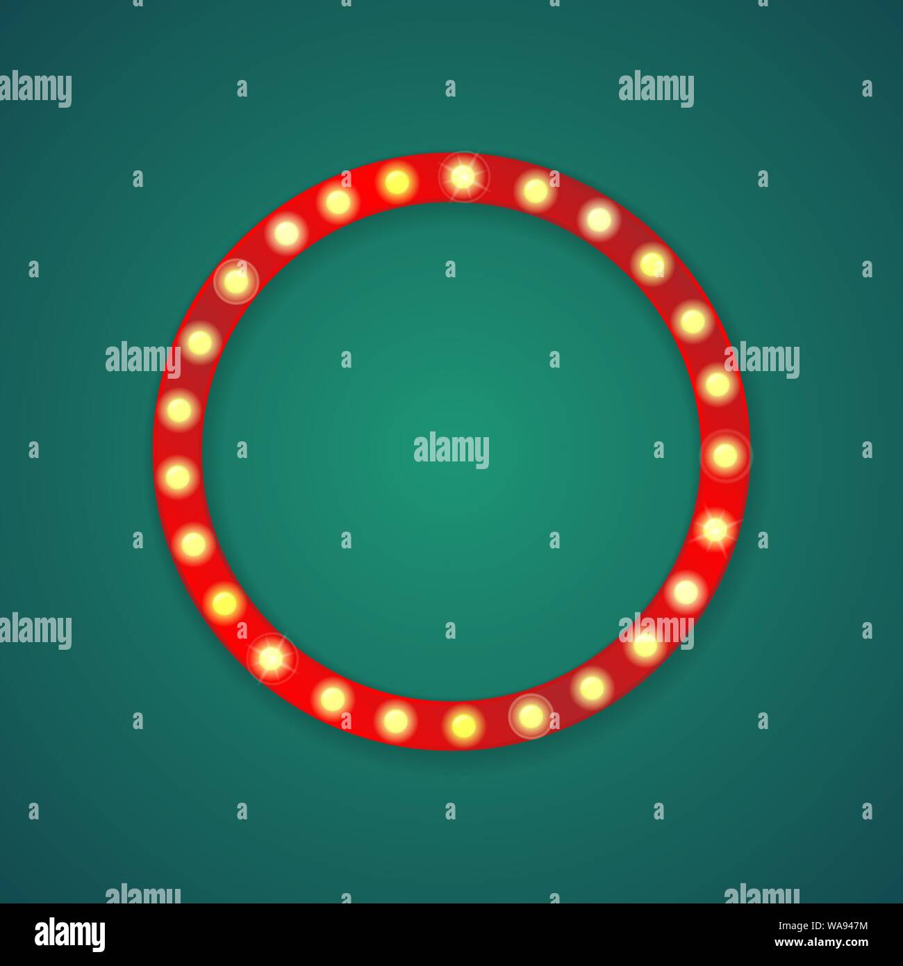 Hintergrund mit roten Kreis Rahmen mit Glühlampen Stock Vektor