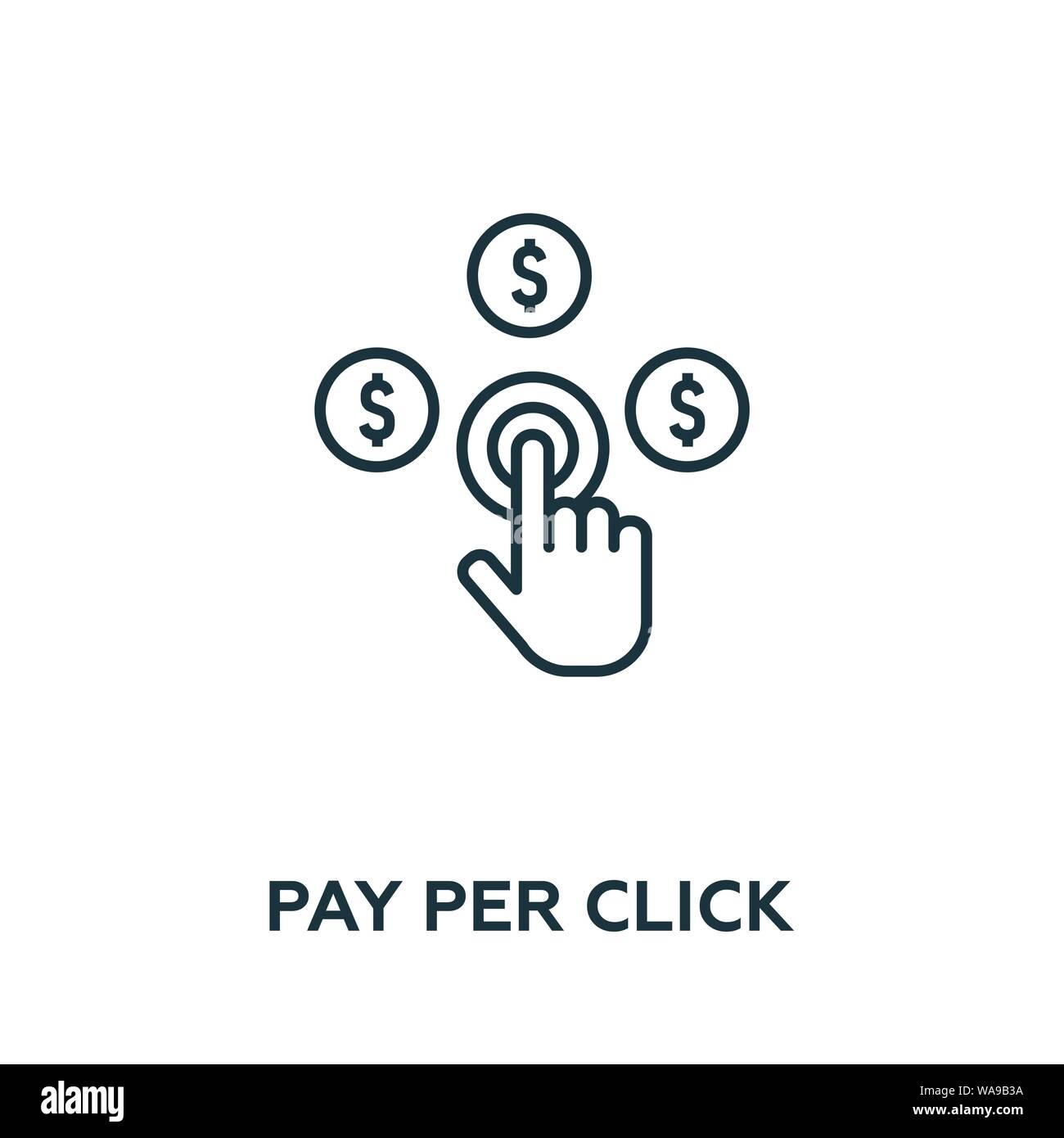Symbol für „Pay per Click“-Vektorsymbol. Kreative Zeichen aus Werbung Icons Sammlung. Gefülltes Flat Pay per Click-Symbol für Computer und Handy Stock Vektor