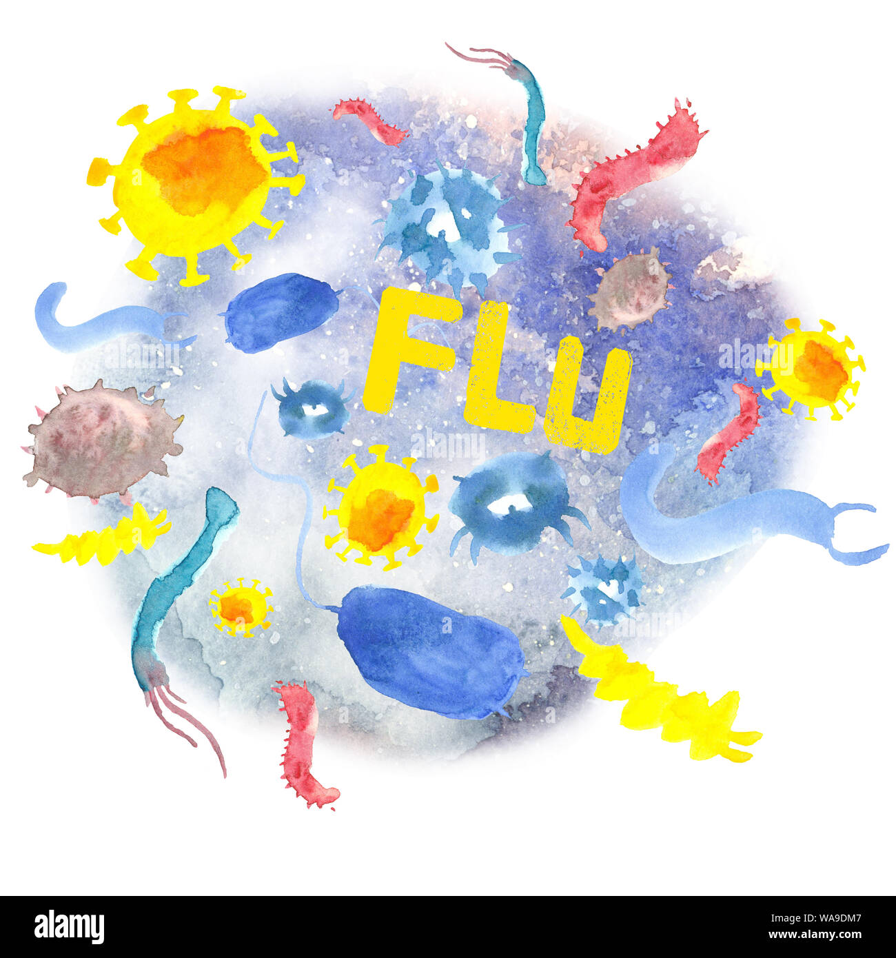 Abbildung: Viren oder Grippe um, das in der kalten Jahreszeit Stockfoto