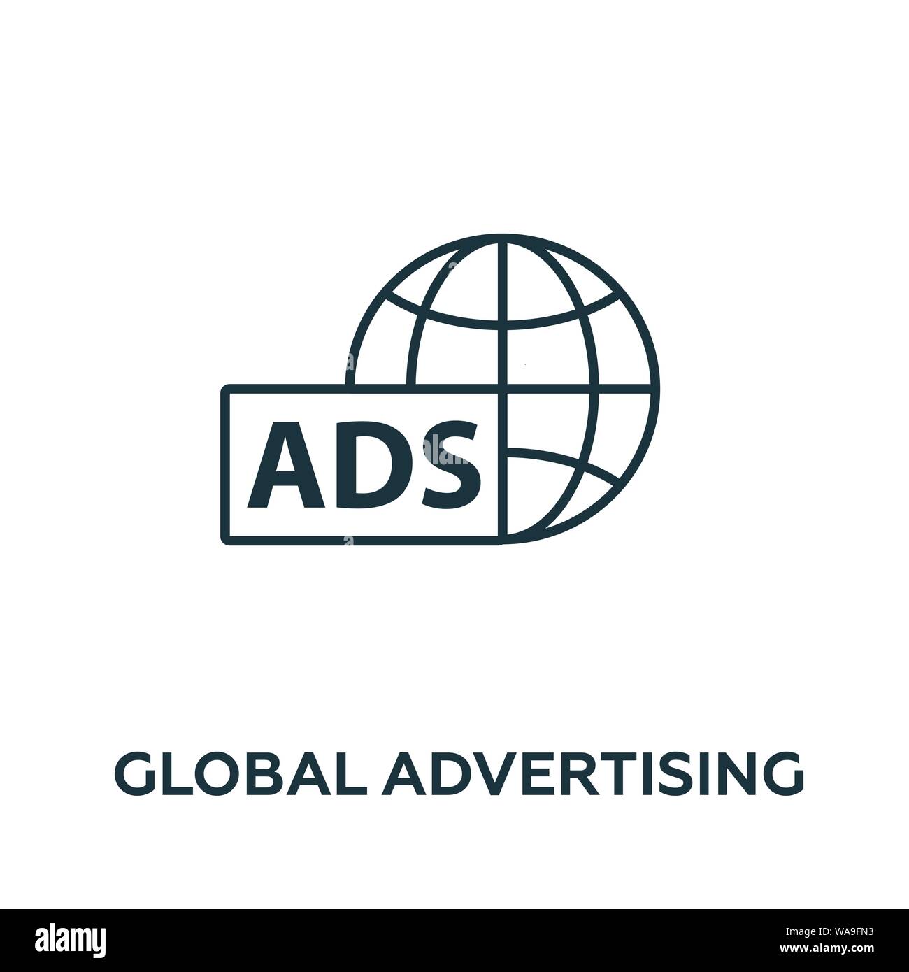 Symbol für das Vektorsymbol für globale Werbung. Kreative Zeichen aus Werbung Icons Sammlung. Gefüllt flach Global Advertising Symbol für Computer und mobile Stock Vektor