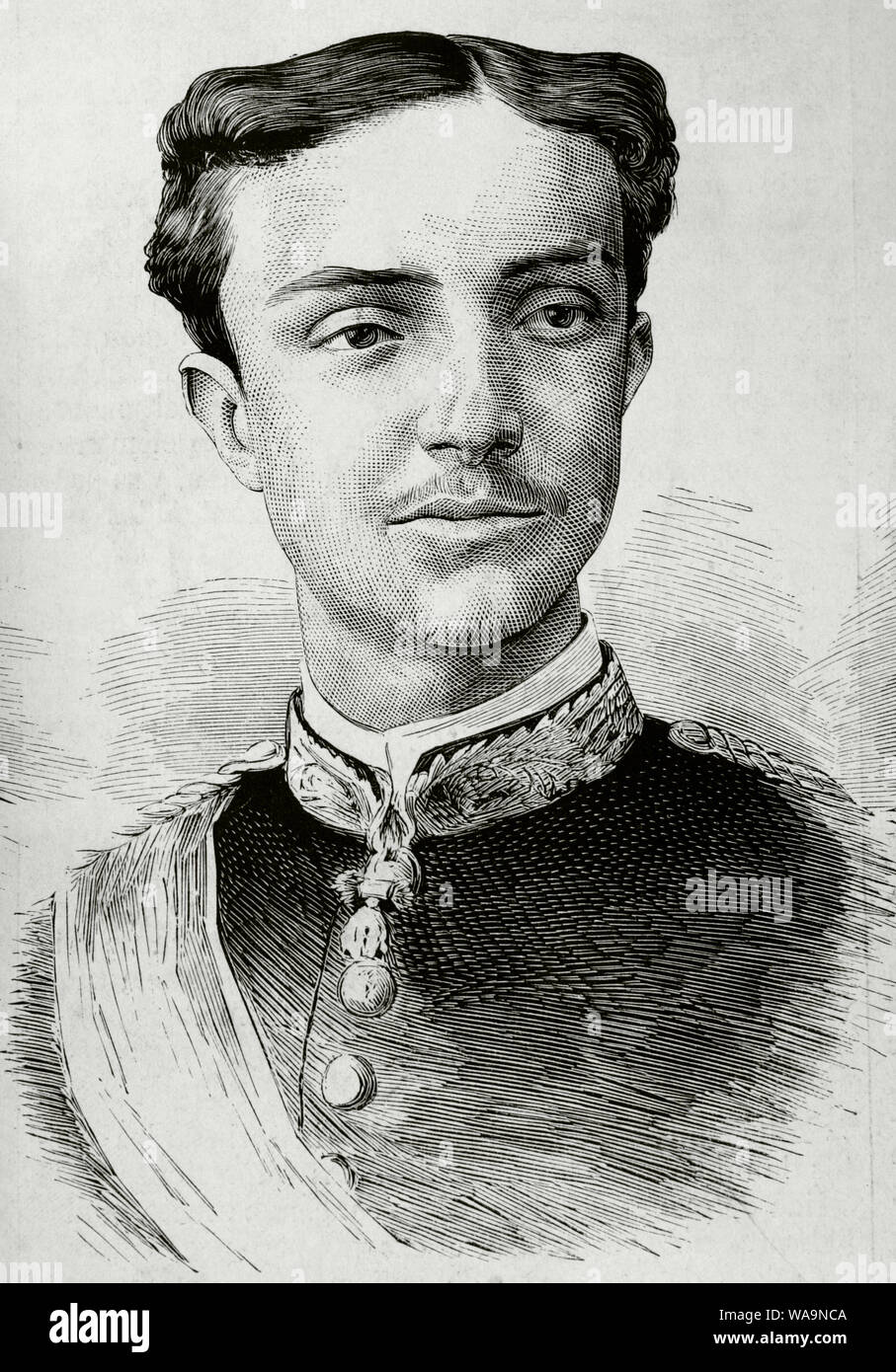 Alfonso XII (1857-1885). König von Spanien (1874-1885). Porträt. Gravur. La Ilustracion Española y Americana, 22. März 1876. Stockfoto