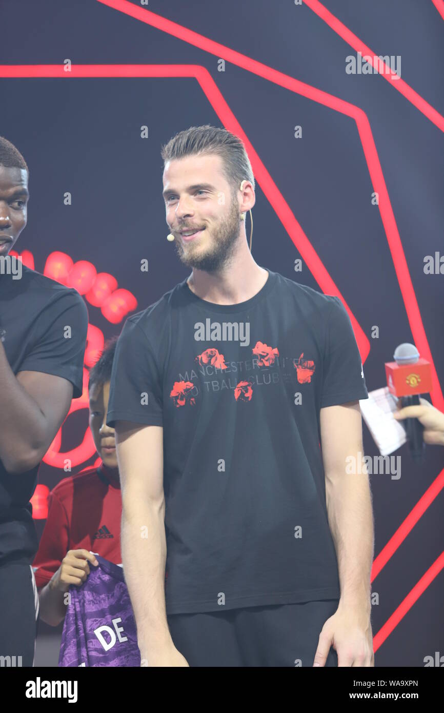 Spanischer Fußballspieler David de Gea von Manchester United F.C. der Premier League besucht eine Werbeveranstaltung für adidas in 2019 Saisonvorbereitung tour in Stockfoto