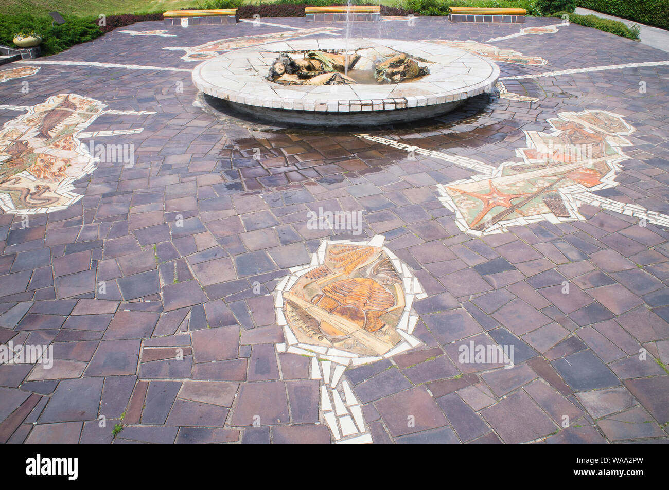 Brüssel Brunnen von Jan Kavan für die Brüssel World's Fair 1958 (Expo 58) vor dem Gebäude von Bedrich Smetana Haus, zog hier im Jahre 1960 Stockfoto