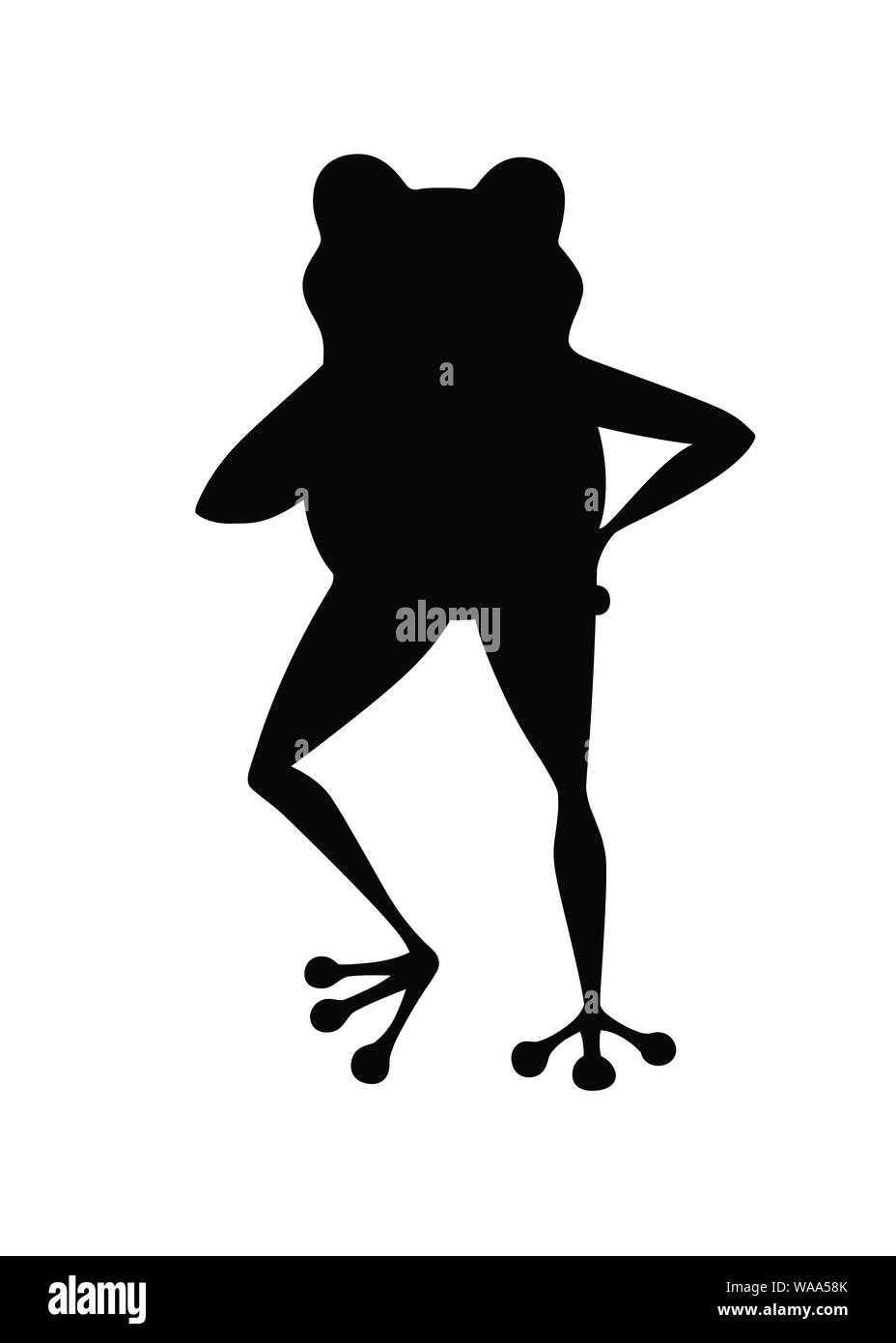 Süß lächelnd grüner Frosch stehend auf Cartoon zwei Beine Tier design Flachbild Vector Illustration auf weißem Hintergrund. Stock Vektor