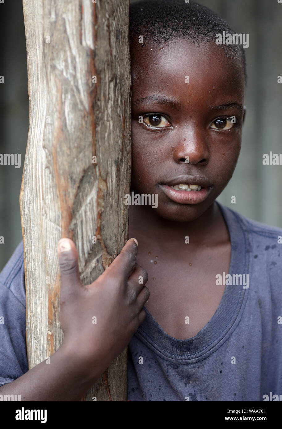Waisenkind in ein waisenkind Internat am 26. Dezember 2014 auf Mfangano Island, Kenia. Viele Kinder verloren ihre Eltern, weil sie von HIV gestorben Stockfoto