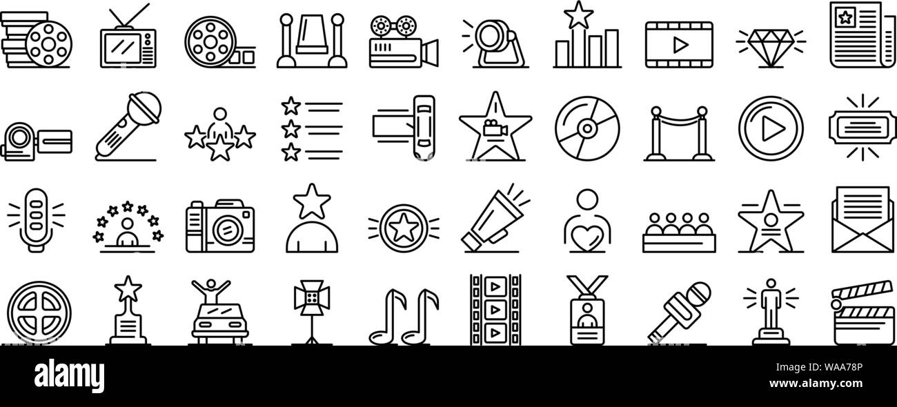 Celebrity Symbole gesetzt, outline Style Stock Vektor