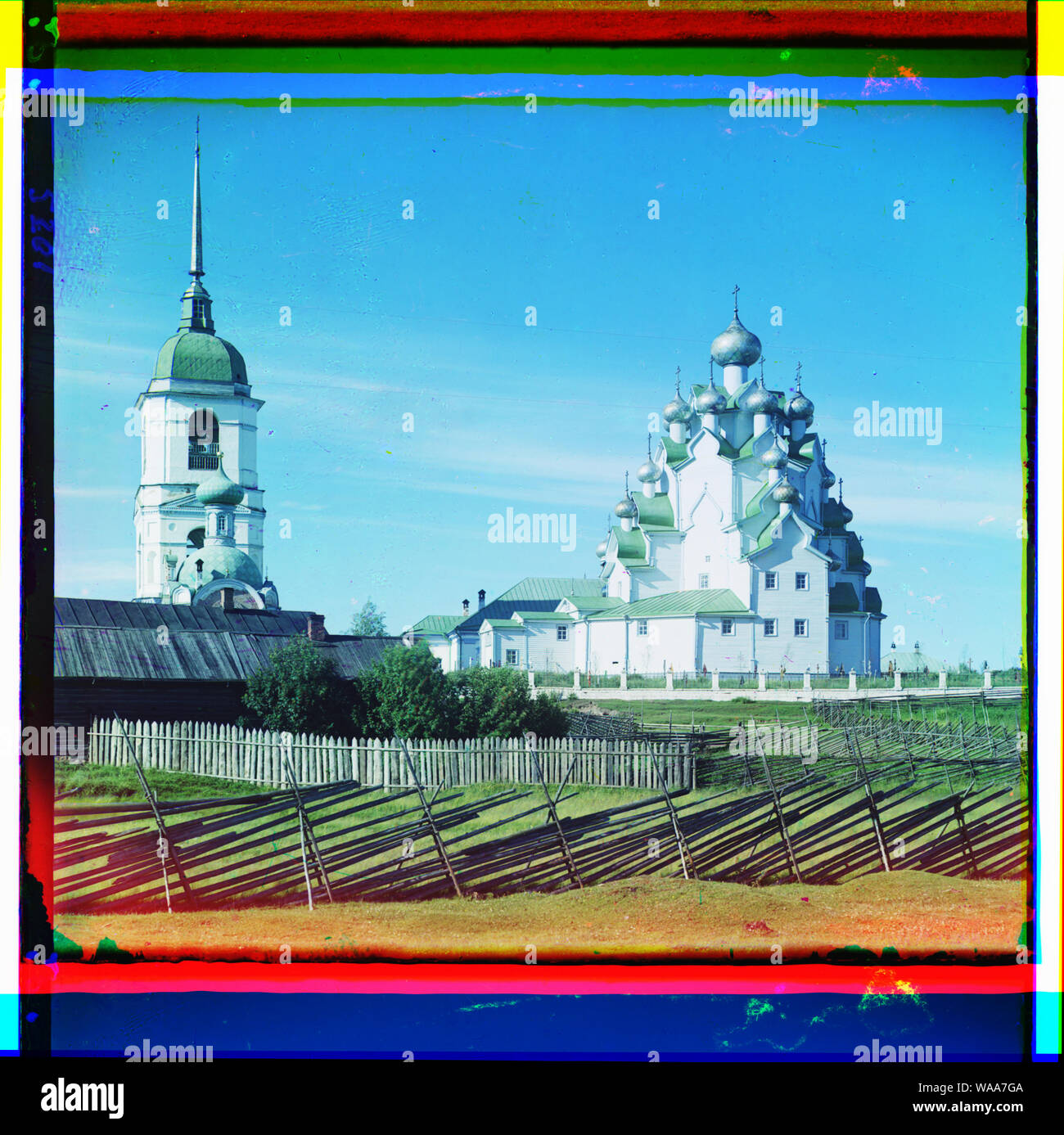 Kirche des Erlösers und den Schutz der Mutter Gottes, Vytegorskii Friedhof. Stockfoto