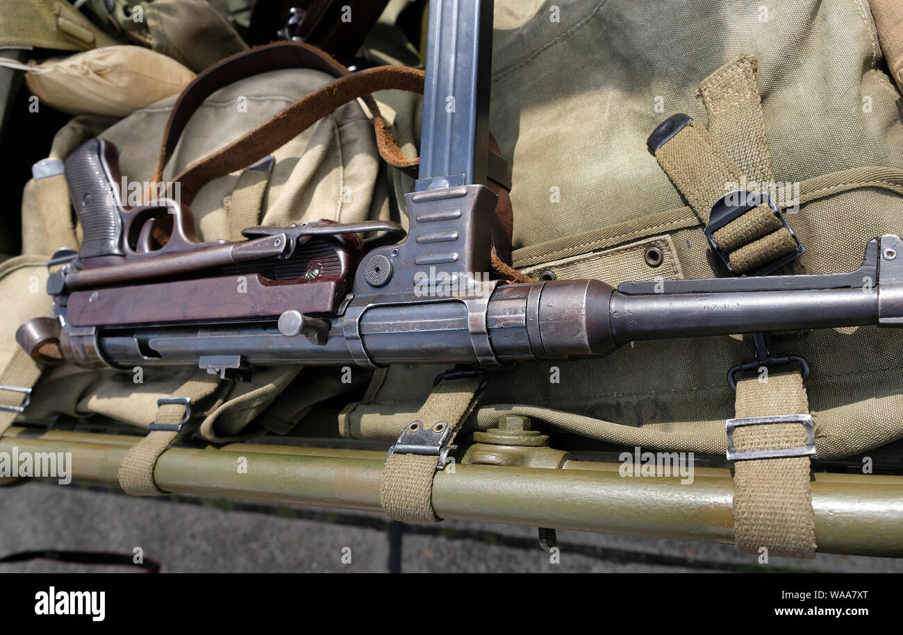 MP40. Deutsche zweite Weltkrieg 9-mm-Pistole. Stockfoto