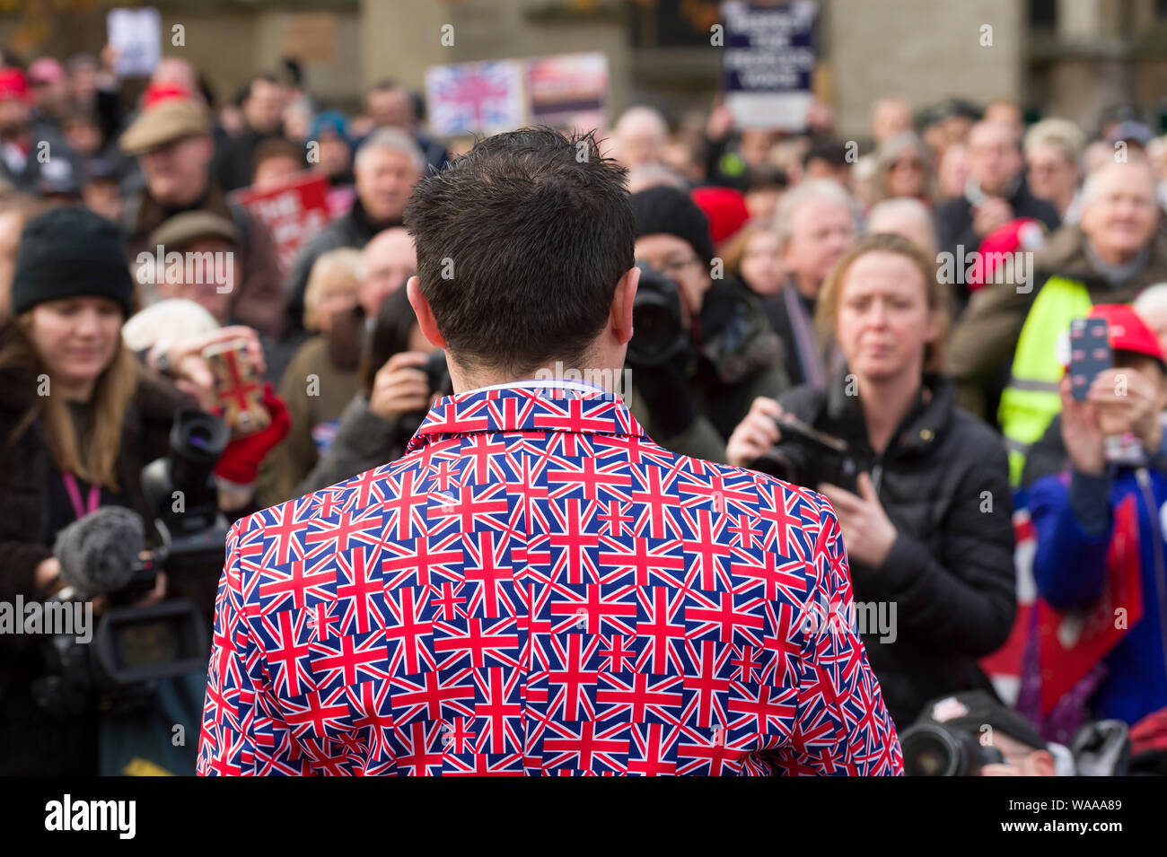 Pro Brexit Protest, außerhalb des "House of Commons", der 5 Monate seit der britischen Marke gestimmt, die Europäische Union zu verlassen. London, Großbritannien. Stockfoto